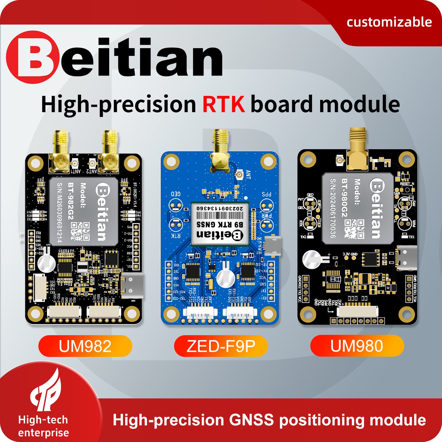 Beitian UM982 980 ZED-F9P Module RTK High-precision Centimeter