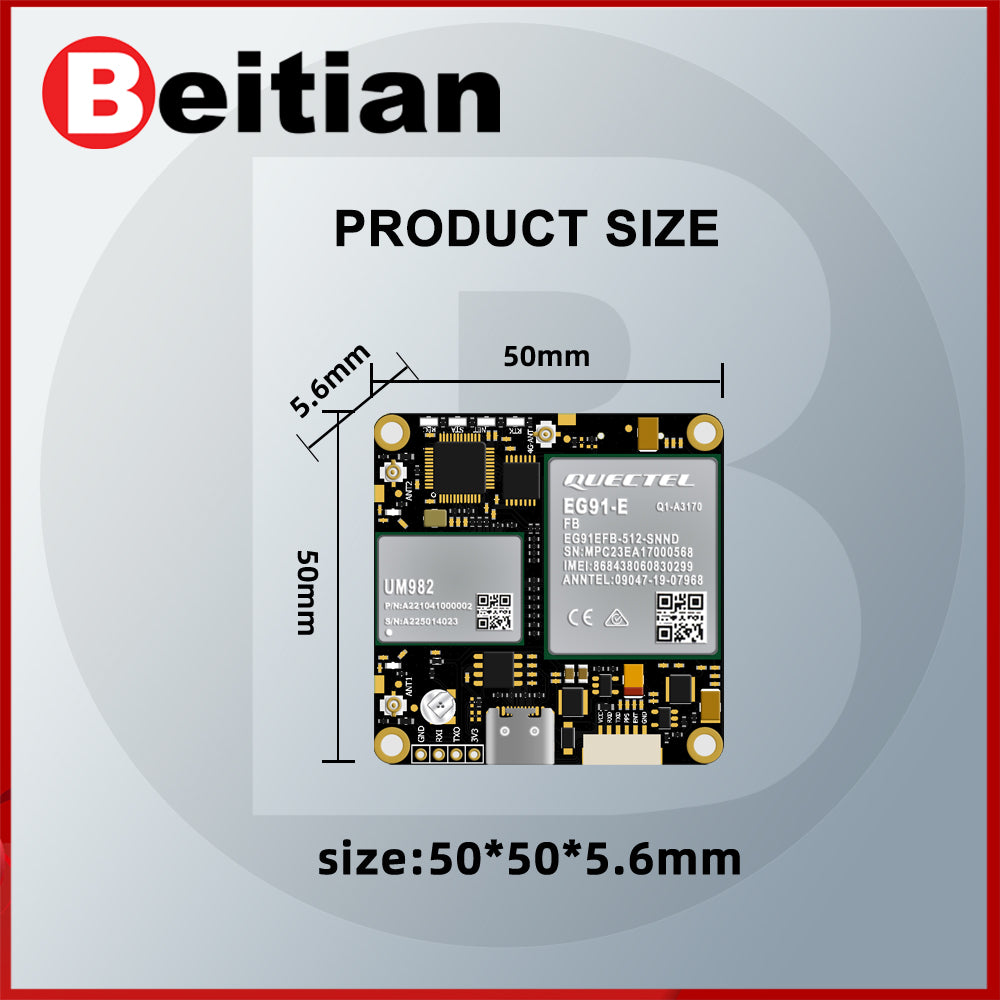 Beitian UM982/980 ZED-F9P module + 4G communication + Qianxun CORS account RTK flight control GNSS board