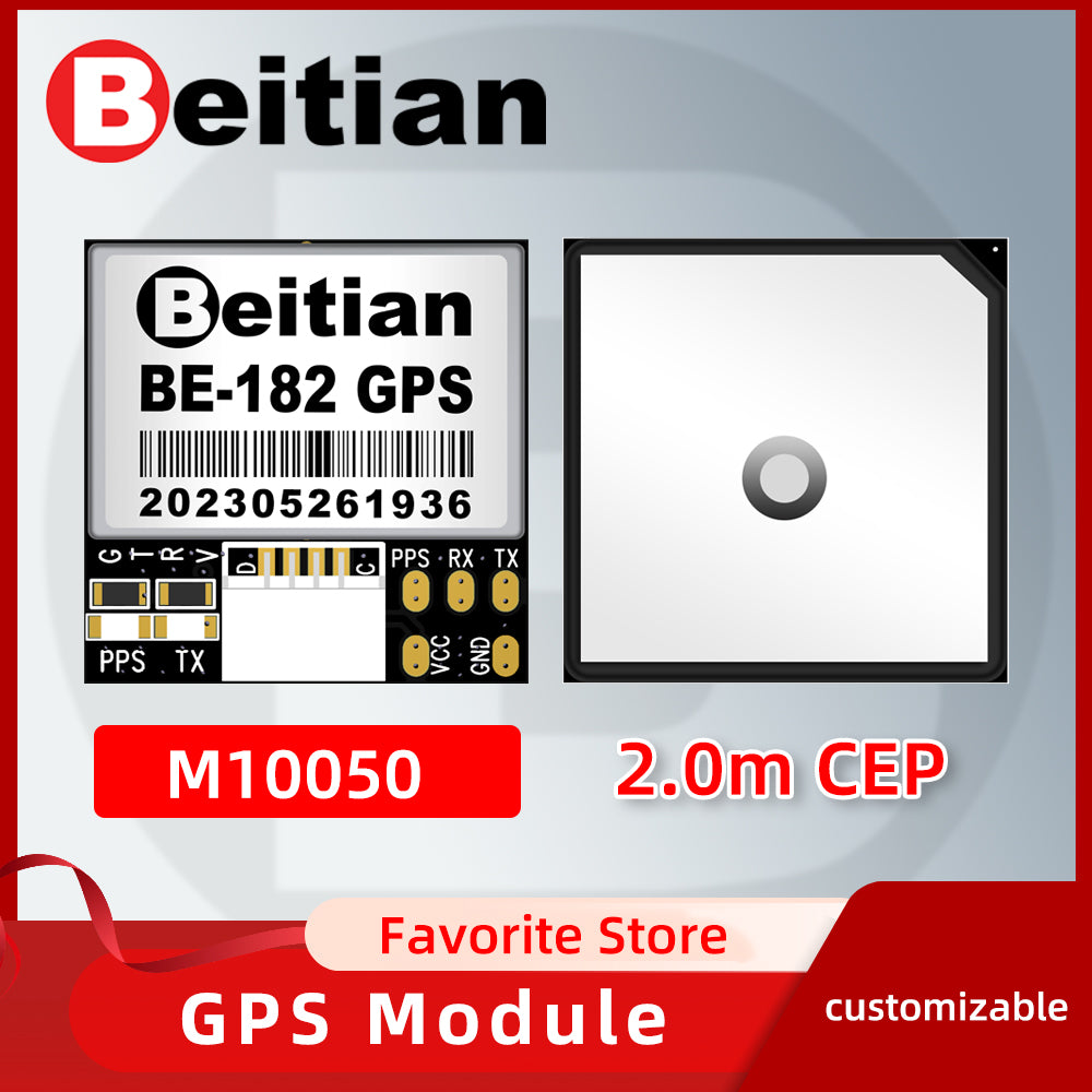 Beitian UART TTL Level UBX M10050 M9140 M8030 Chip Dual GLONASS Drone  GPS Module with Super Strong Ceramic Antenna BE-182 BK-182 BE-180 BN-180 BK-180