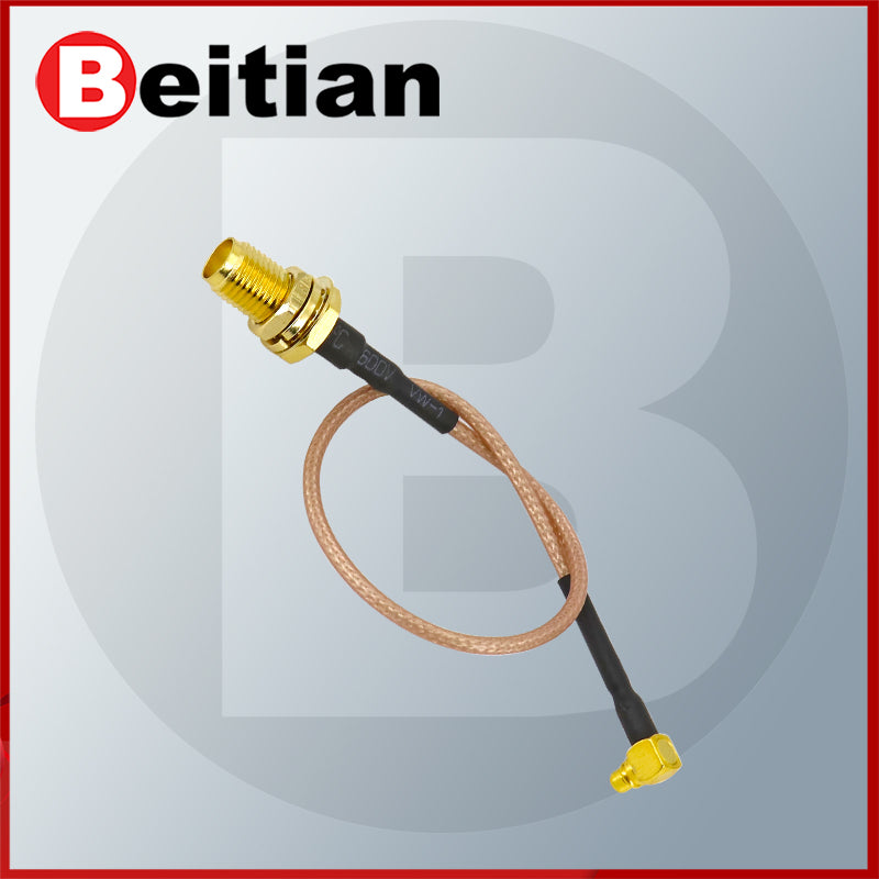 Beitian MMCX-JW (male elbow) to SMA-K (female) RG316 IPEX to SMA-J  IPEX-JW to SMA-Ksilver-plated cable, 15cm long