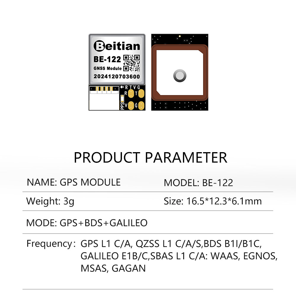 Beitian Integrated antenna GNSS chip Ultra-low power GNSS module 252 182 122series