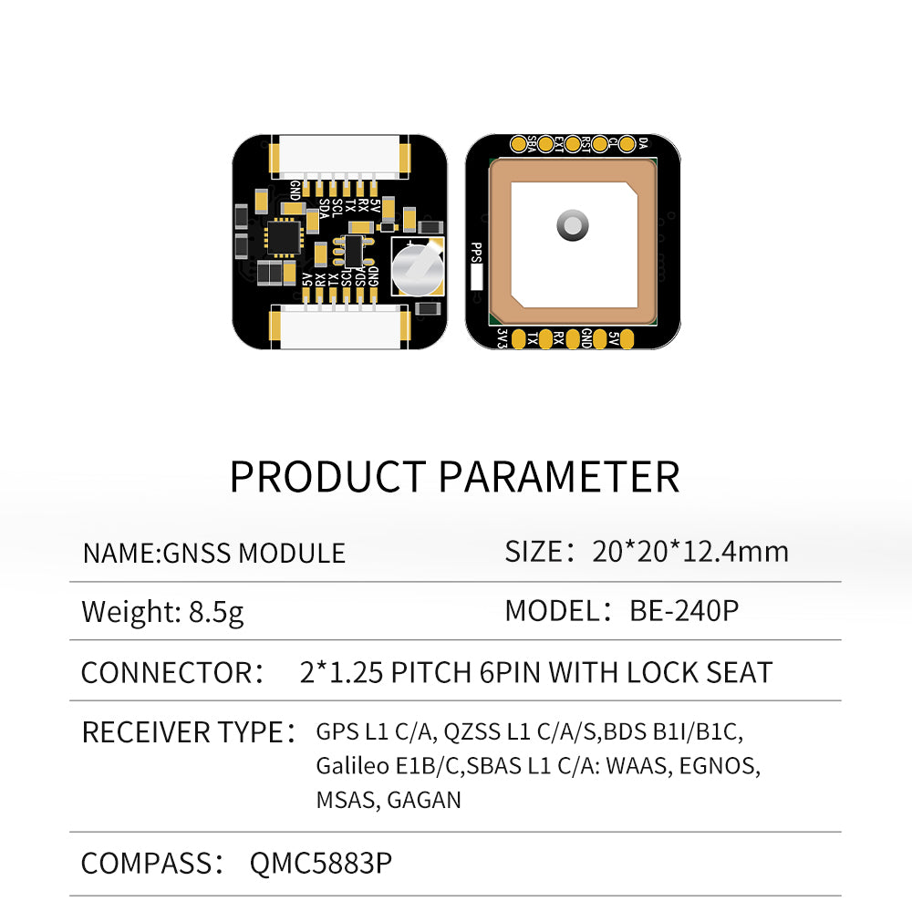 Beitian M10050 Beidou GPS module with compass QMC5883P multi-mode GNSS satellite positioning BE-240Q