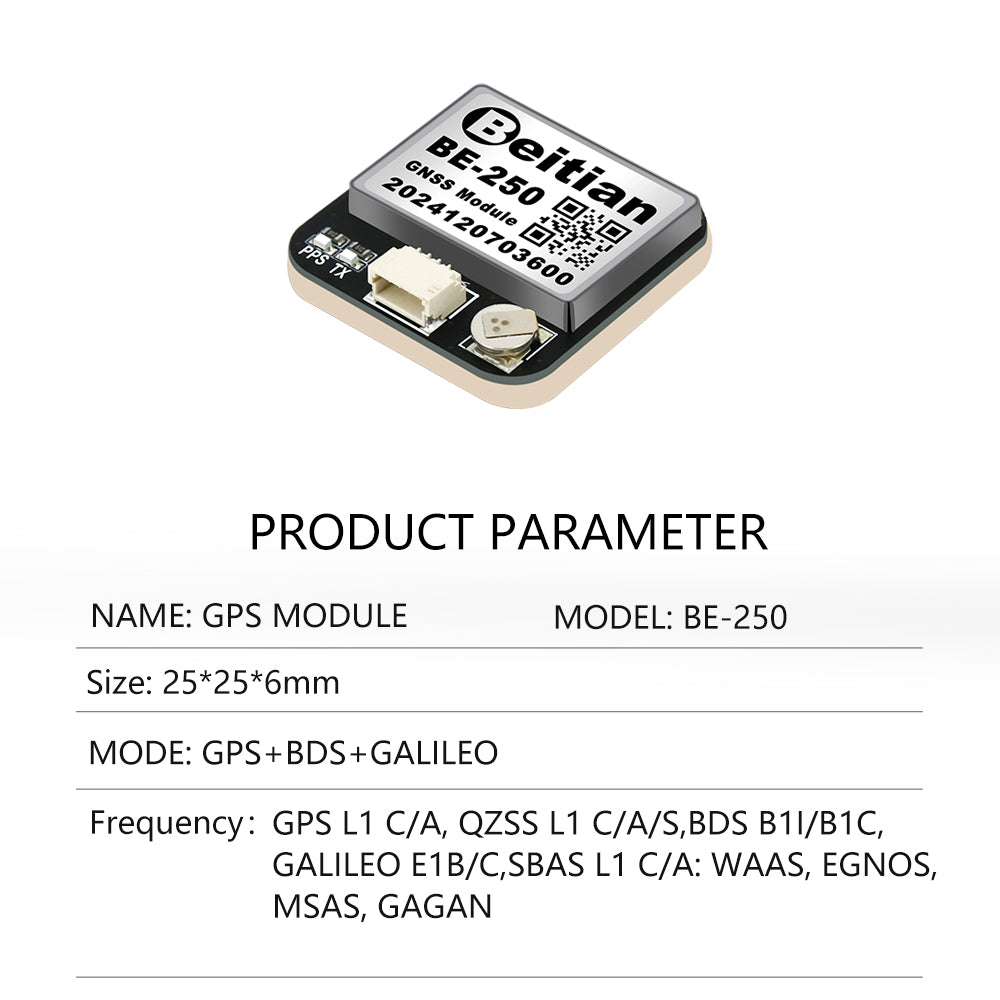 Beitian 250 series module with antenna Ultra-low power GNSS receiver for track