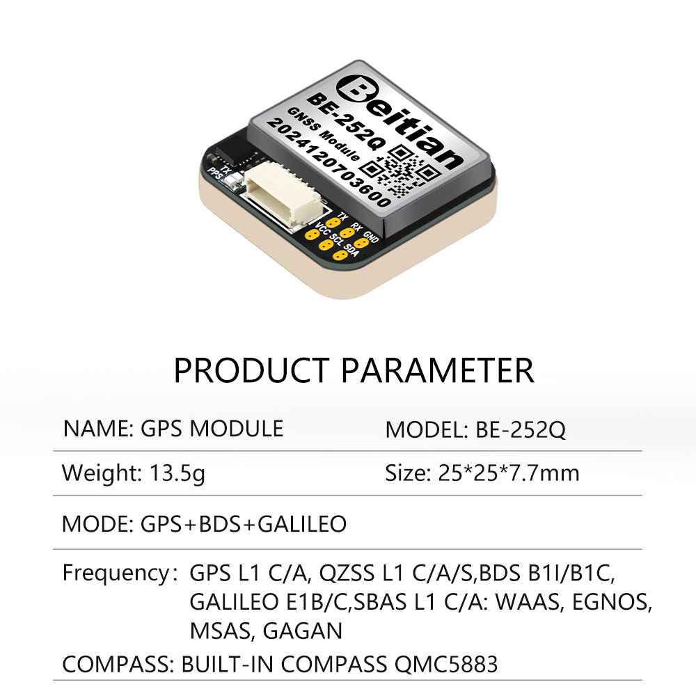 Beitian Integrated antenna GNSS chip Ultra-low power GNSS module 252 182 122series