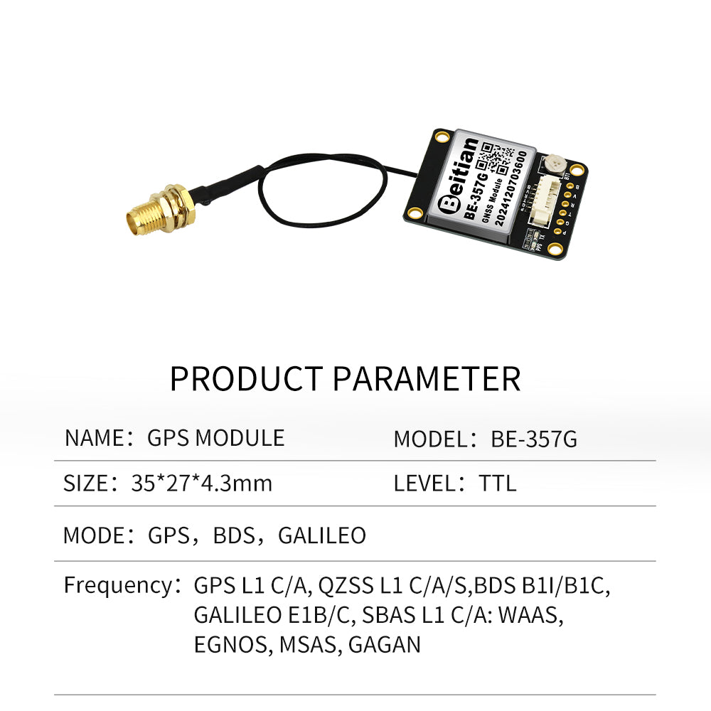 Beitian GLONASS GPS module + extra GLONASS GPS antenna TTL level FLASH NMEA-0183 BN-357G 357P