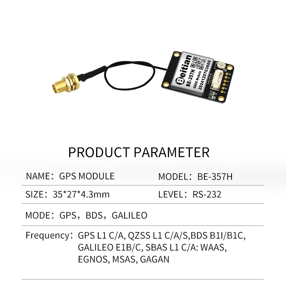 Beitian GLONASS GPS module + extra GLONASS GPS antenna TTL level FLASH NMEA-0183 BN-357G 357P
