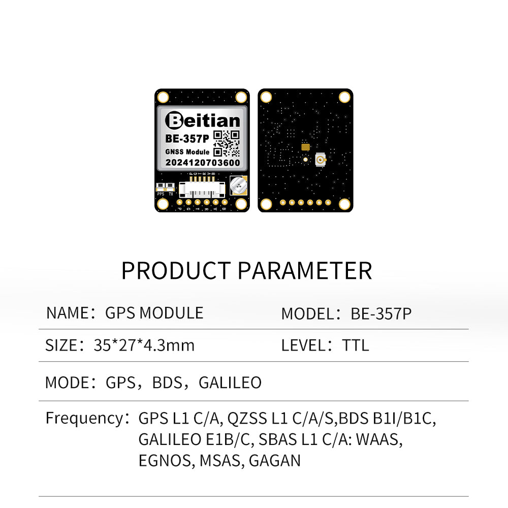 Beitian GLONASS GPS module + extra GLONASS GPS antenna TTL level FLASH NMEA-0183 BN-357G 357P