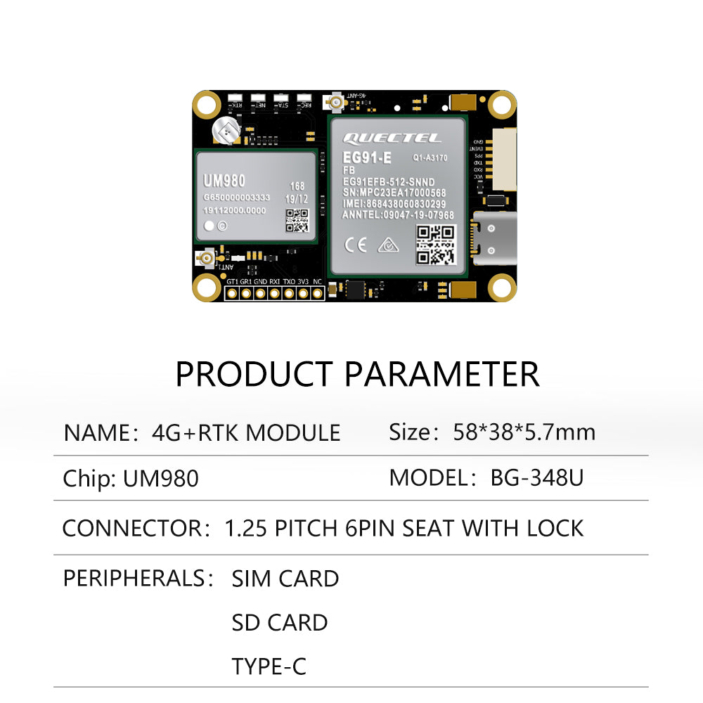 Beitian UM982/980 ZED-F9P module + 4G communication + Qianxun CORS account RTK flight control GNSS board