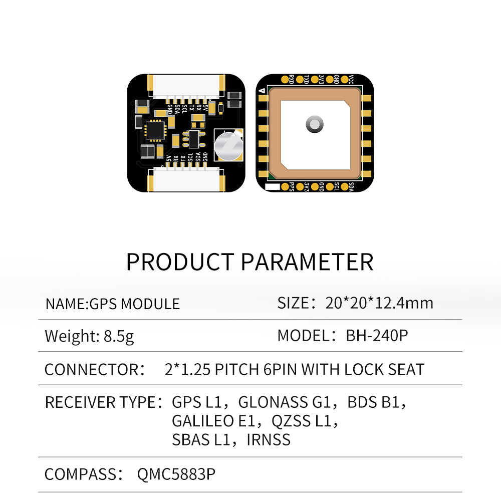 Beitian M10050 Beidou GPS module with compass QMC5883P multi-mode GNSS satellite positioning BE-240Q