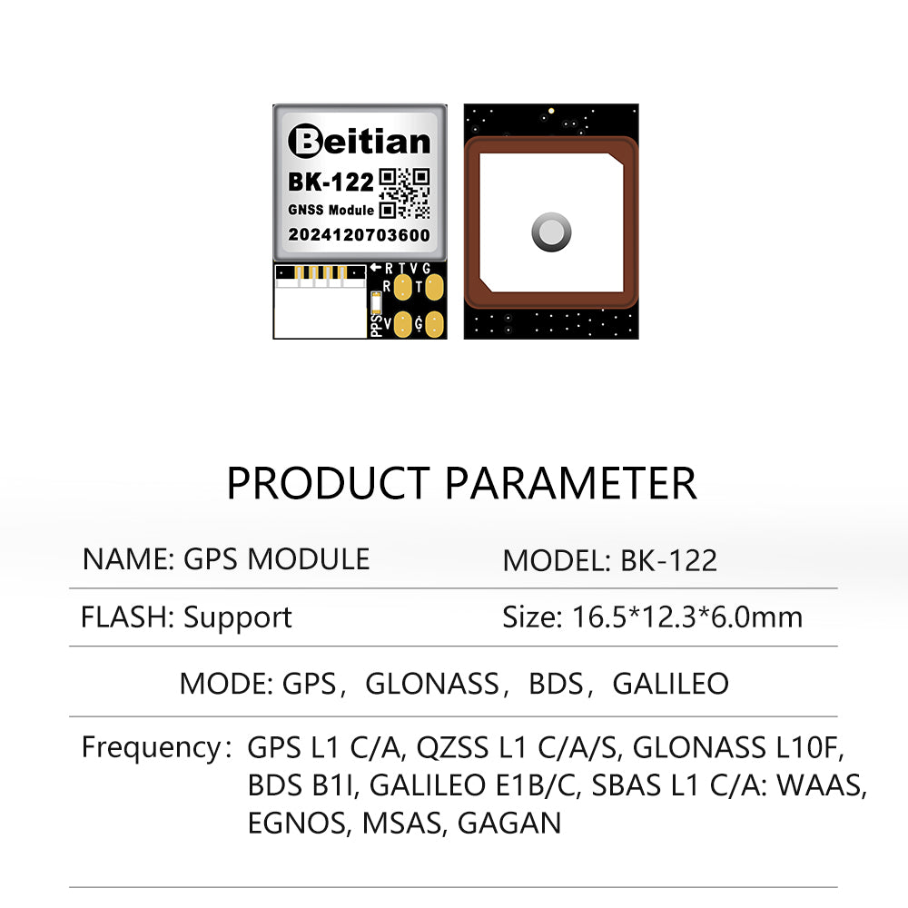 Beitian Integrated antenna GNSS chip Ultra-low power GNSS module 252 182 122series