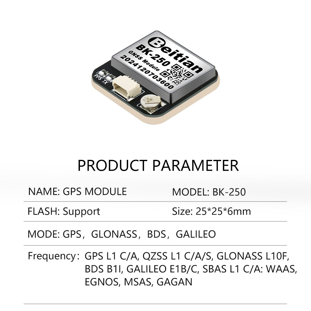 Beitian 250 series module with antenna Ultra-low power GNSS receiver for track