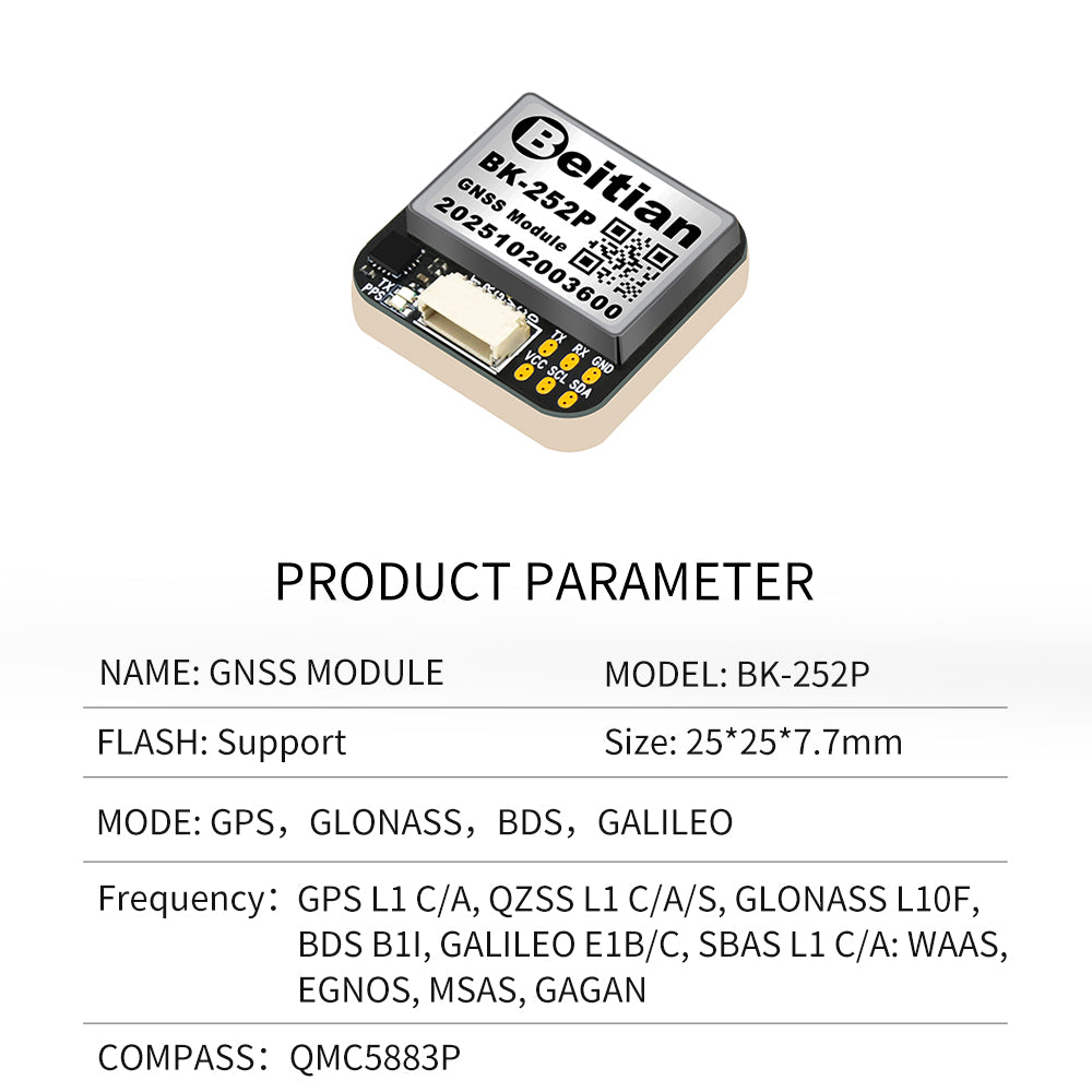 Beitian Integrated antenna GNSS chip Ultra-low power GNSS module 252 182 122series