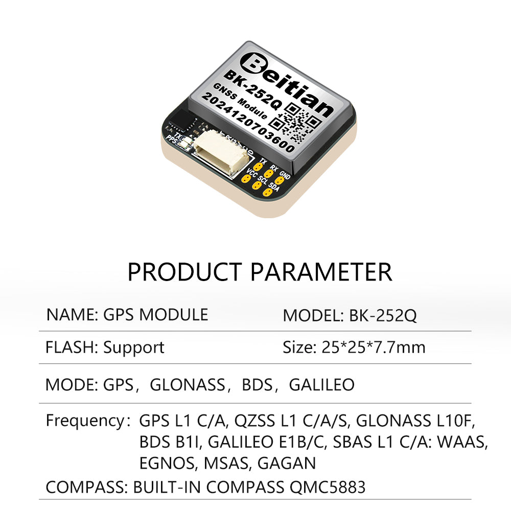 Beitian Integrated antenna GNSS chip Ultra-low power GNSS module 252 182 122series