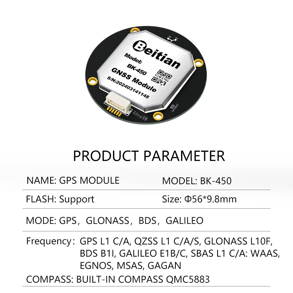 Beitian Designed with GPS GLONASS Module Compass QMC5883 450 series