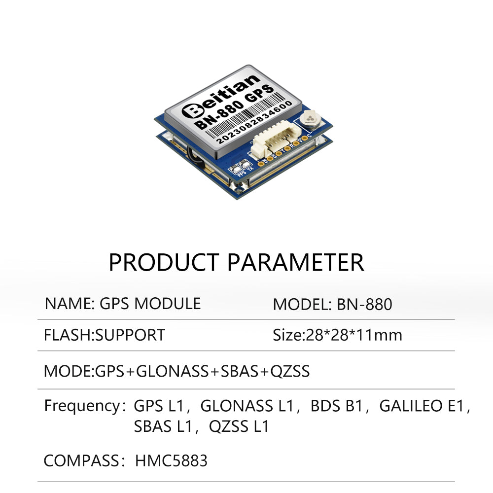 Beitian Built-in Compass QMC5883 HMC5883 RTK Arduino 880 Module Series