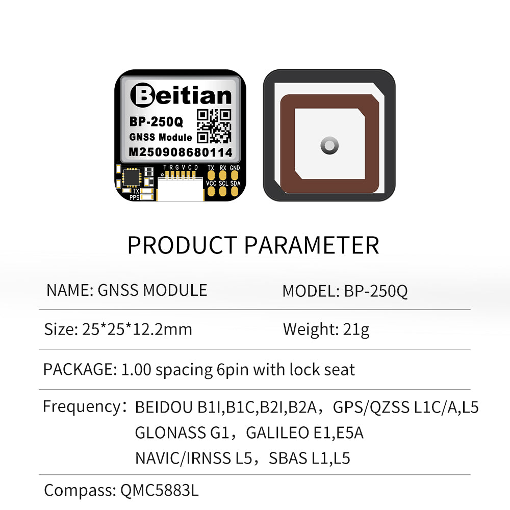 Beitian four-mode dual-frequency GNSS module high-precision RTK single Beidou GPS positioning multi-channel BP-280 357