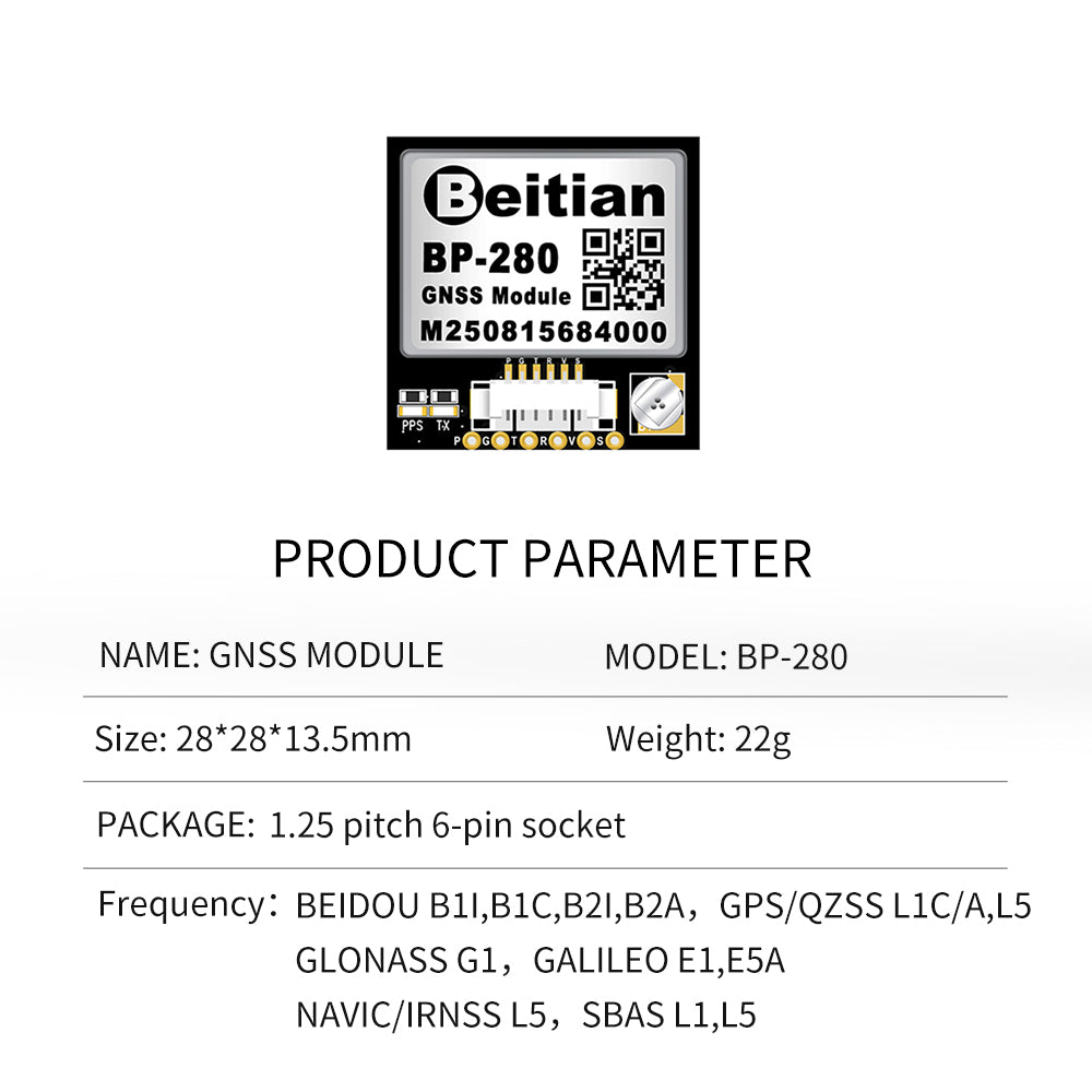 Beitian four-mode dual-frequency GNSS module high-precision RTK single Beidou GPS positioning multi-channel BP-280 357