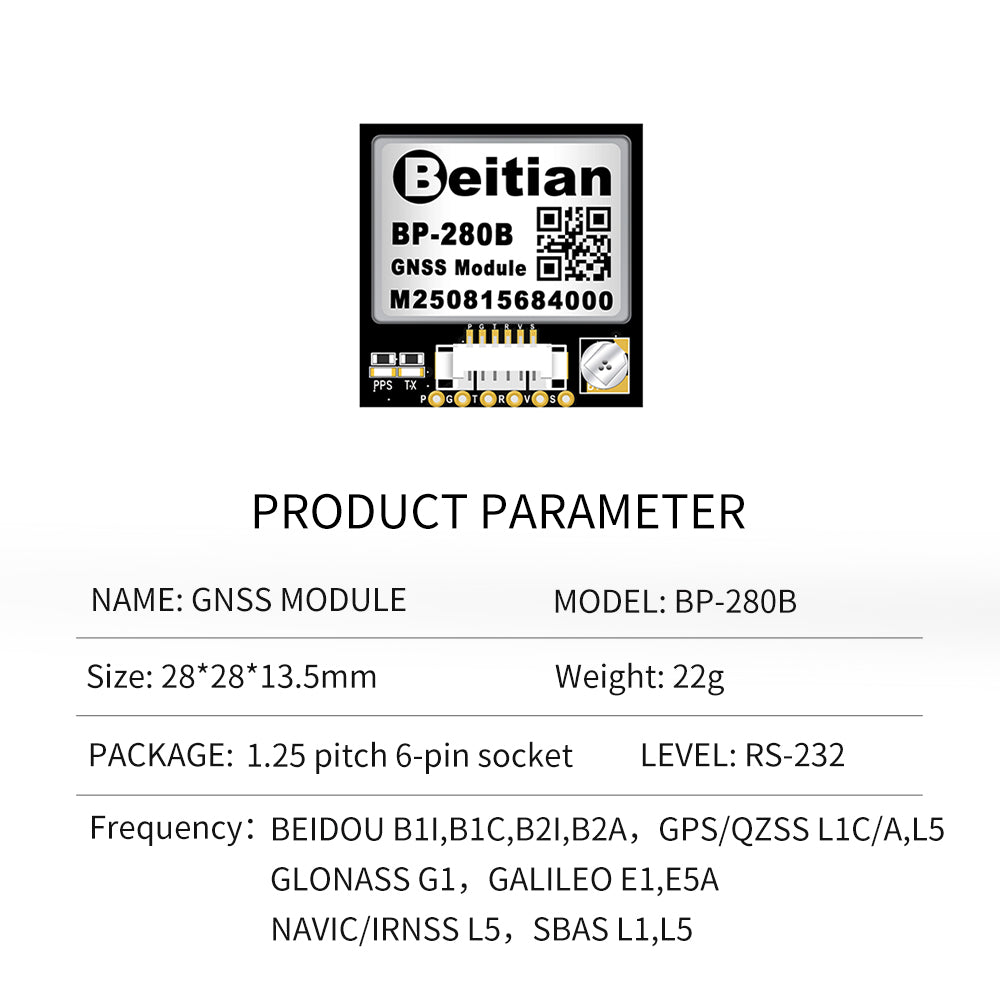 Beitian four-mode dual-frequency GNSS module high-precision RTK single Beidou GPS positioning multi-channel BP-280 357