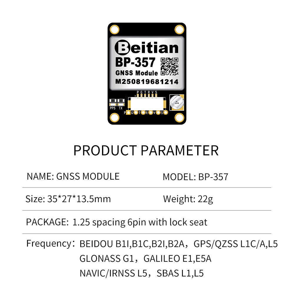 Beitian four-mode dual-frequency GNSS module high-precision RTK single Beidou GPS positioning multi-channel BP-280 357