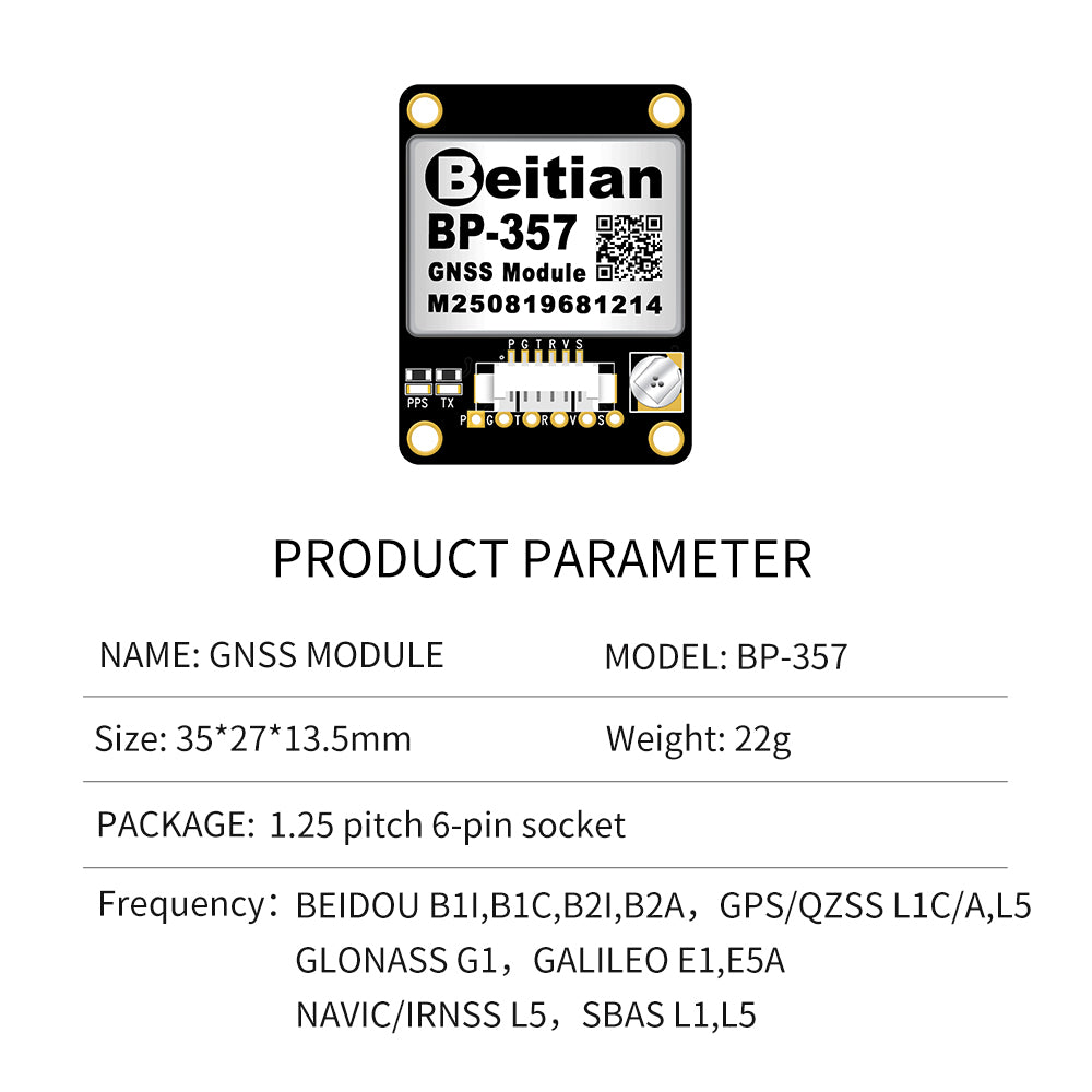 Beitian four-mode dual-frequency GNSS module high-precision RTK single Beidou GPS positioning multi-channel BP-280 357