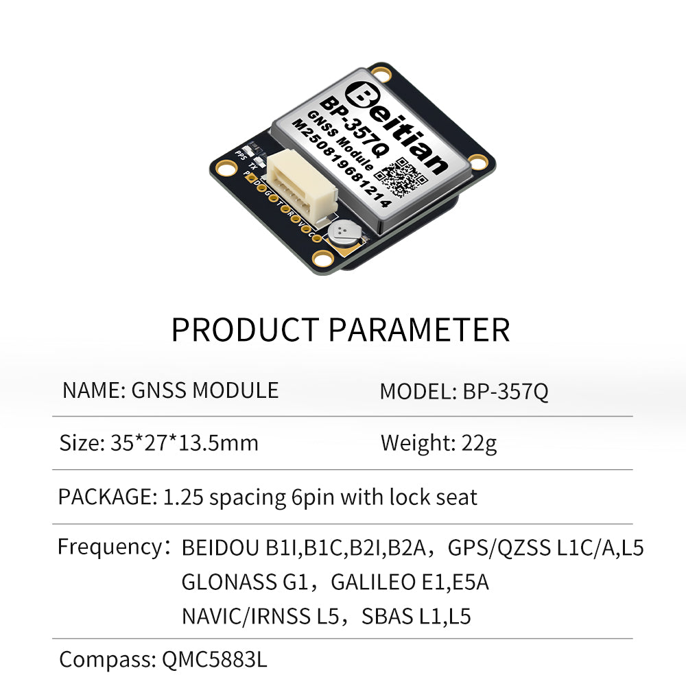 Beitian four-mode dual-frequency GNSS module high-precision RTK single Beidou GPS positioning multi-channel BP-280 357