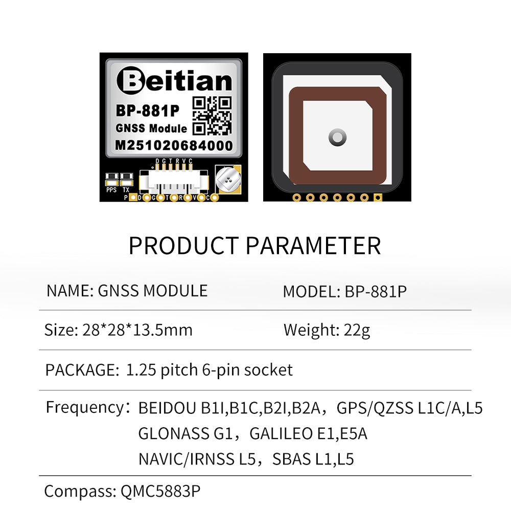 Beitian four-mode dual-frequency GNSS module high-precision RTK single Beidou GPS positioning multi-channel BP-280 357