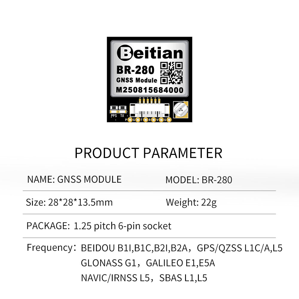 Beitian BR-280 dual-frequency multi-mode single Beidou GPS sub-meter GNSS positioning module with compass