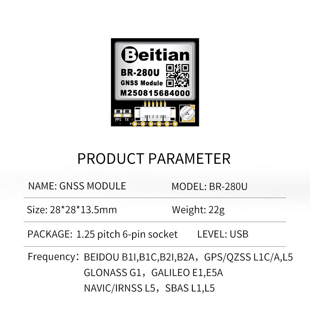 Beitian BR-280 dual-frequency multi-mode single Beidou GPS sub-meter GNSS positioning module with compass