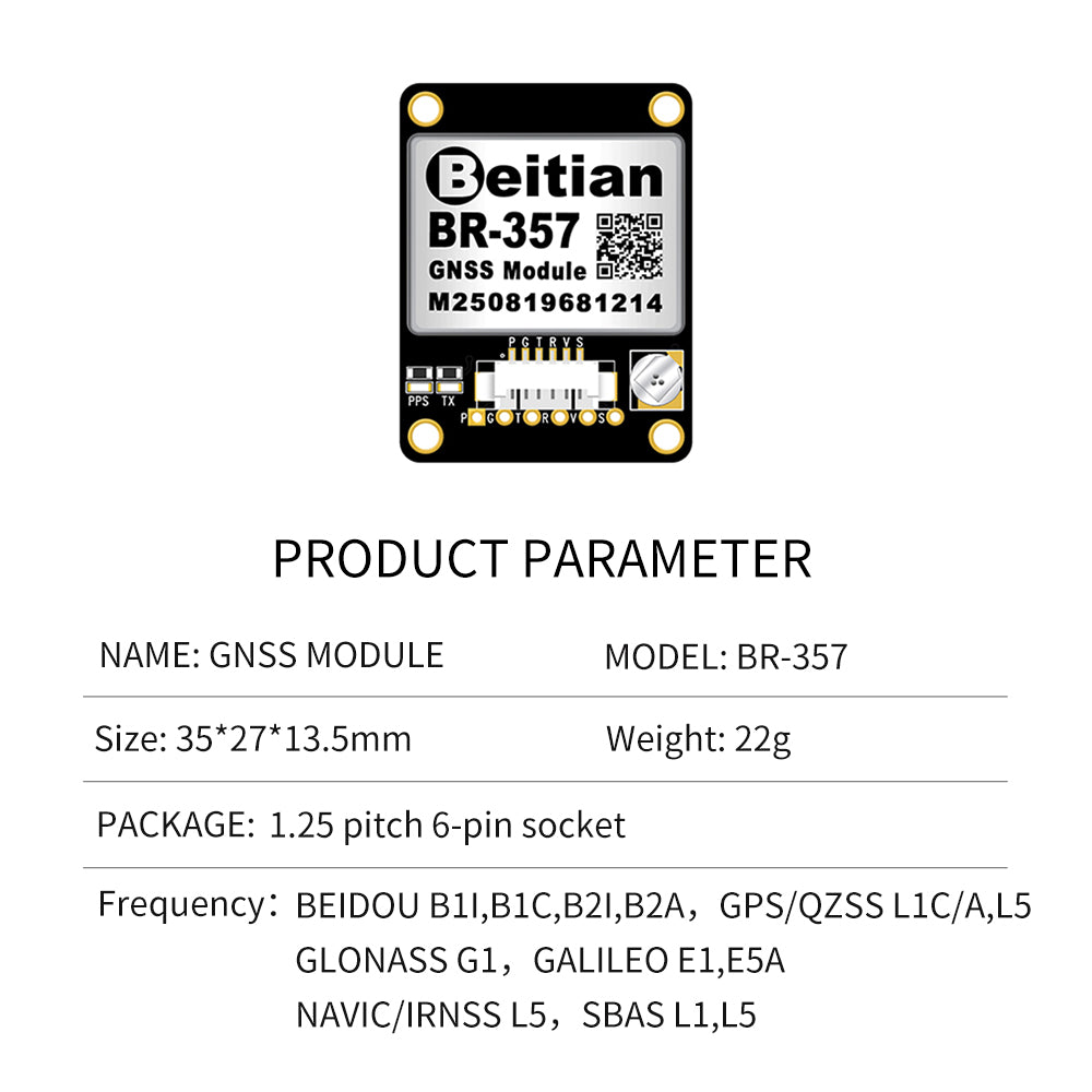 Beitian BR-280 dual-frequency multi-mode single Beidou GPS sub-meter GNSS positioning module with compass