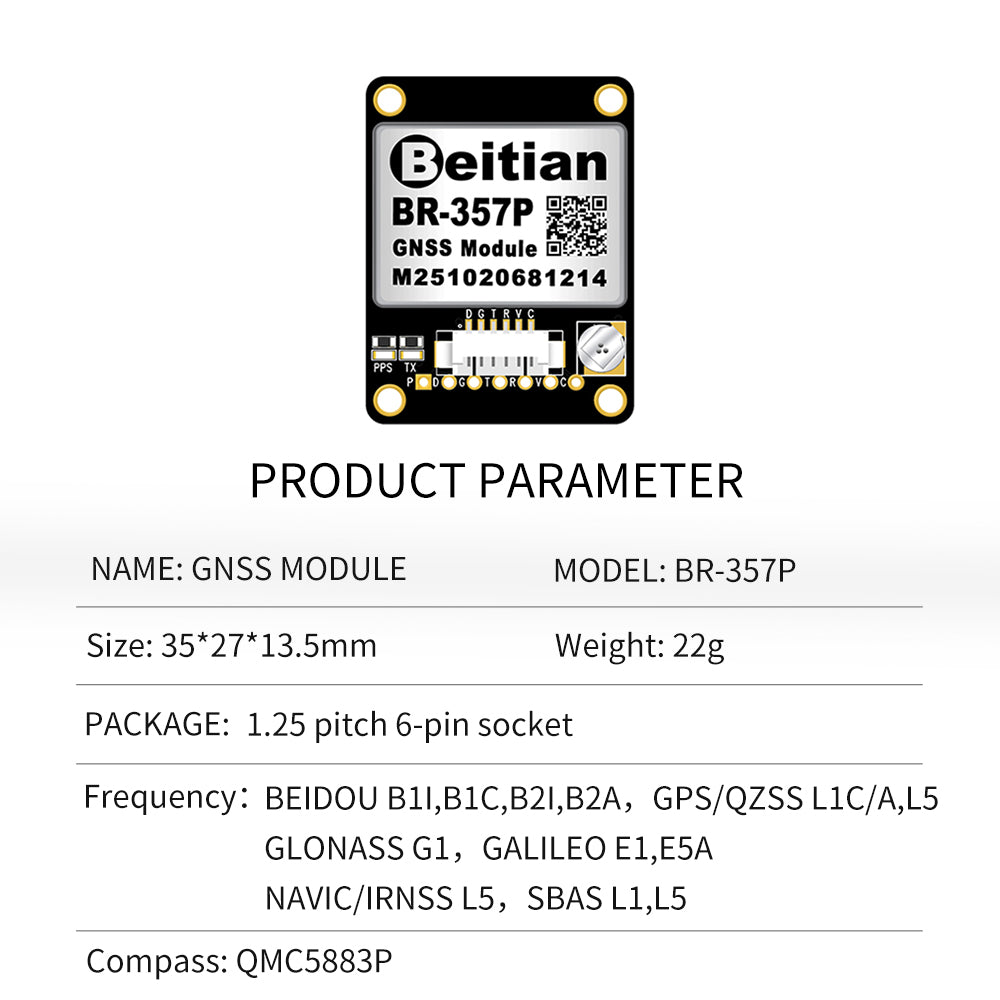 Beitian BR-280 dual-frequency multi-mode single Beidou GPS sub-meter GNSS positioning module with compass
