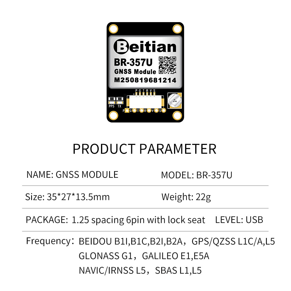 Beitian BR-280 dual-frequency multi-mode single Beidou GPS sub-meter GNSS positioning module with compass