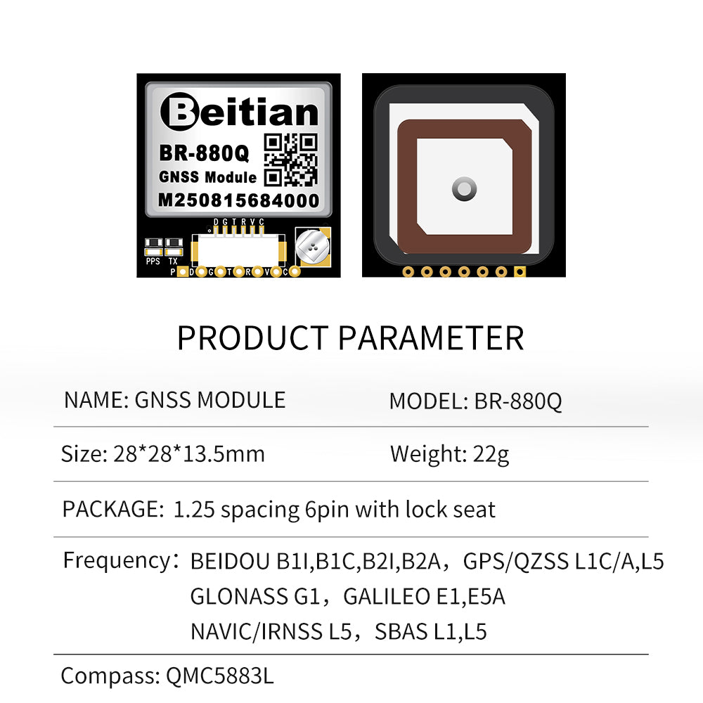 Beitian BR-280 dual-frequency multi-mode single Beidou GPS sub-meter GNSS positioning module with compass