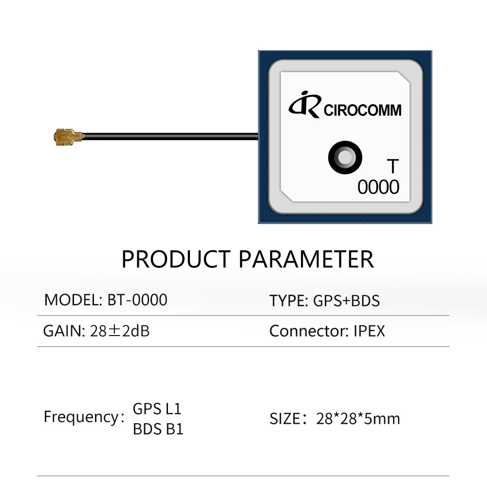 Beitian Cirocomm Taimeng 25*25 small size dual-mode GPS BDS built-in active ceramic antenna BT-0000