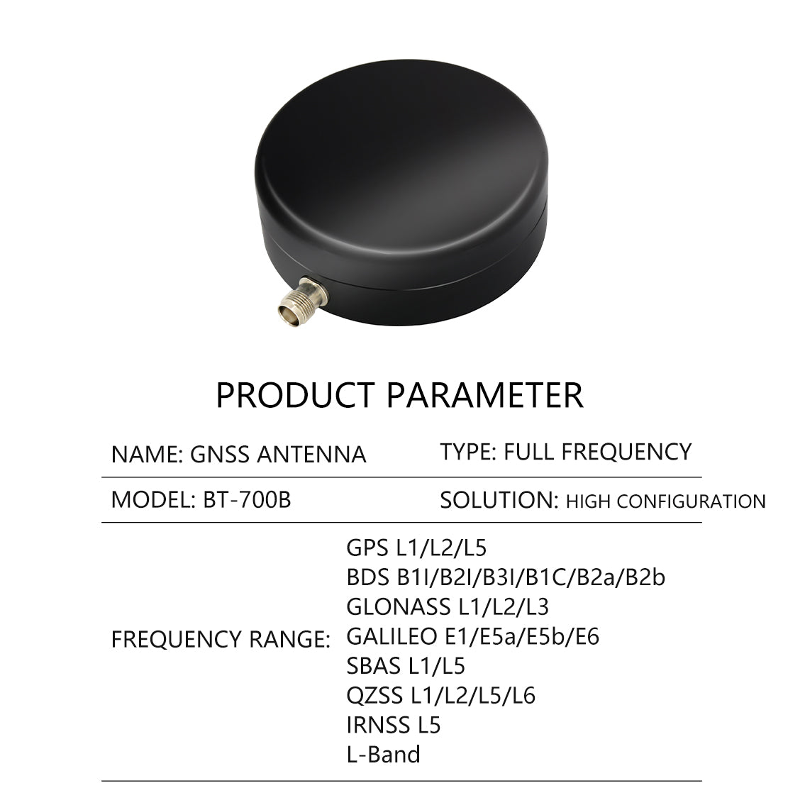 Beitian BT-700B GPS Antenna Full-band 100*36.5mm Magnetic Base Survey Precision Agriculture Robot Autonomy Vehicles GNSS Antenna