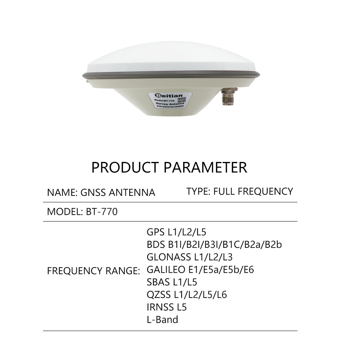 Beitian Gain High Precision Provide Stability And Reliability External Dish For Positioning Application GNSS Antenna