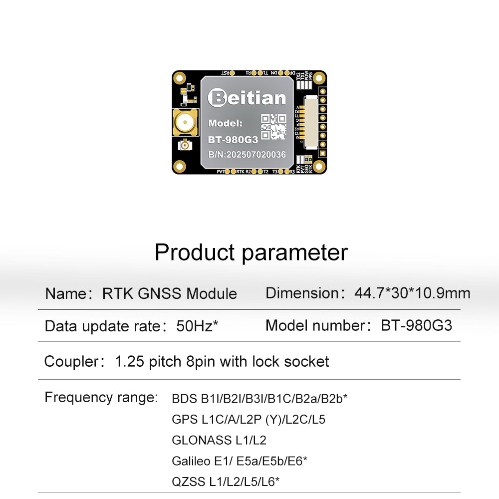 Beitian UM982 980 ZED-F9P module RTK high-precision centimeter-level GNSS positioning board for vehicles