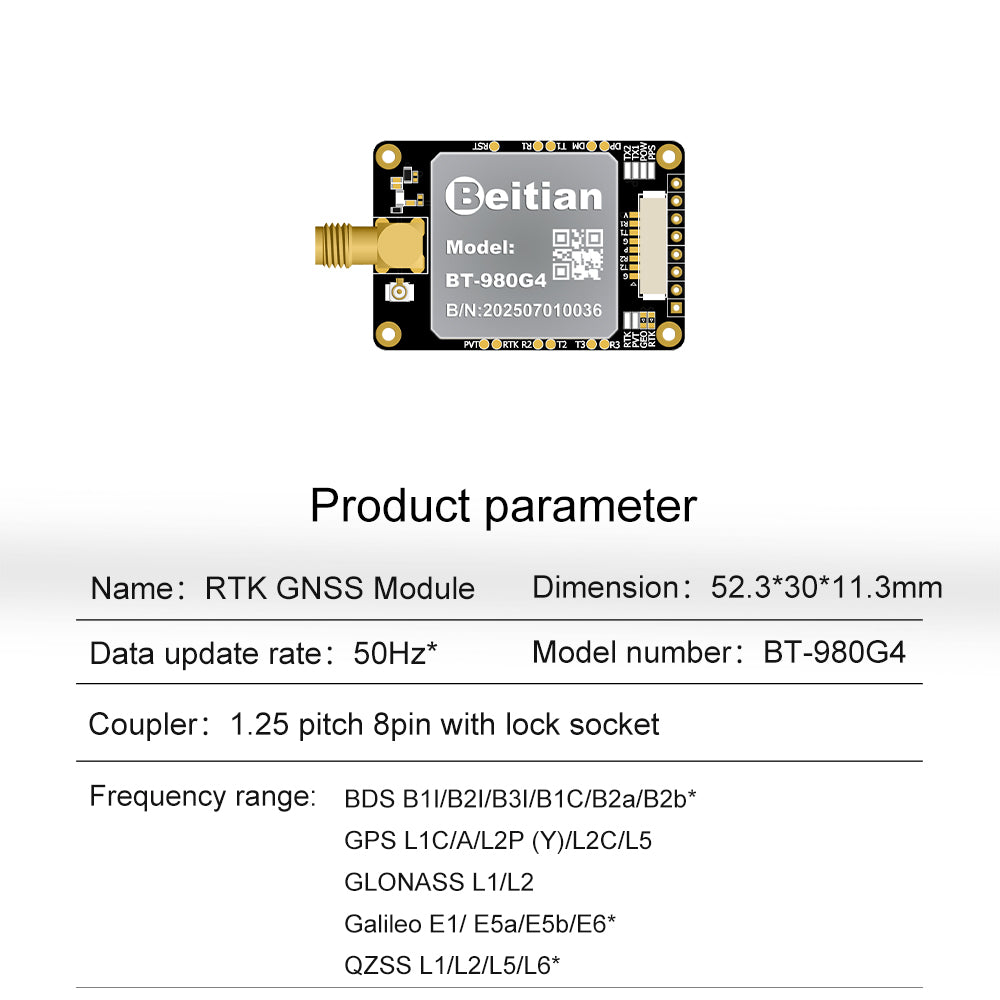 Beitian UM982 980 ZED-F9P module RTK high-precision centimeter-level GNSS positioning board for vehicles
