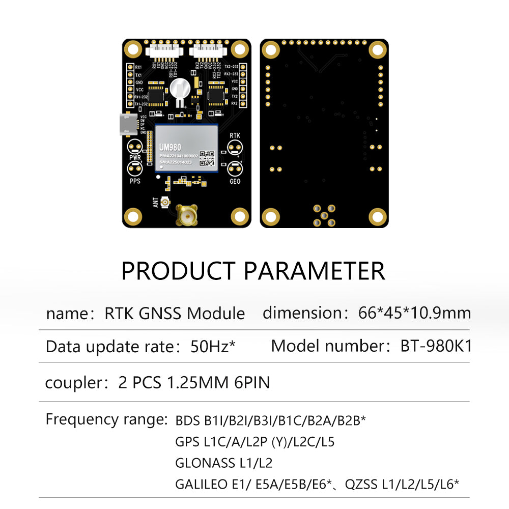 Beitian UM982 980 ZED-F9P module RTK high-precision centimeter-level GNSS positioning board for drones and vehicles