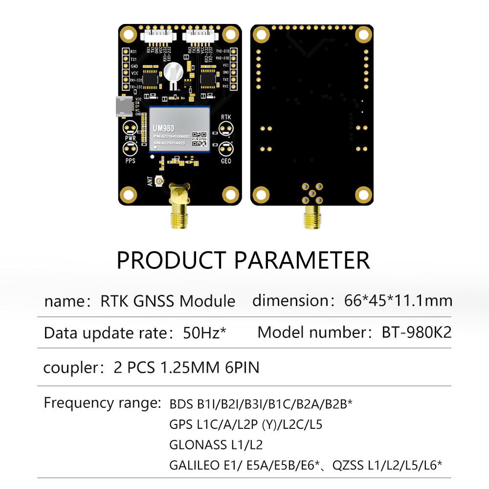 Beitian UM982 980 ZED-F9P module RTK high-precision centimeter-level GNSS positioning board for drones and vehicles