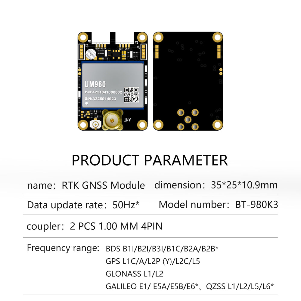 Beitian UM982 980 ZED-F9P module RTK high-precision centimeter-level GNSS positioning board for drones and vehicles