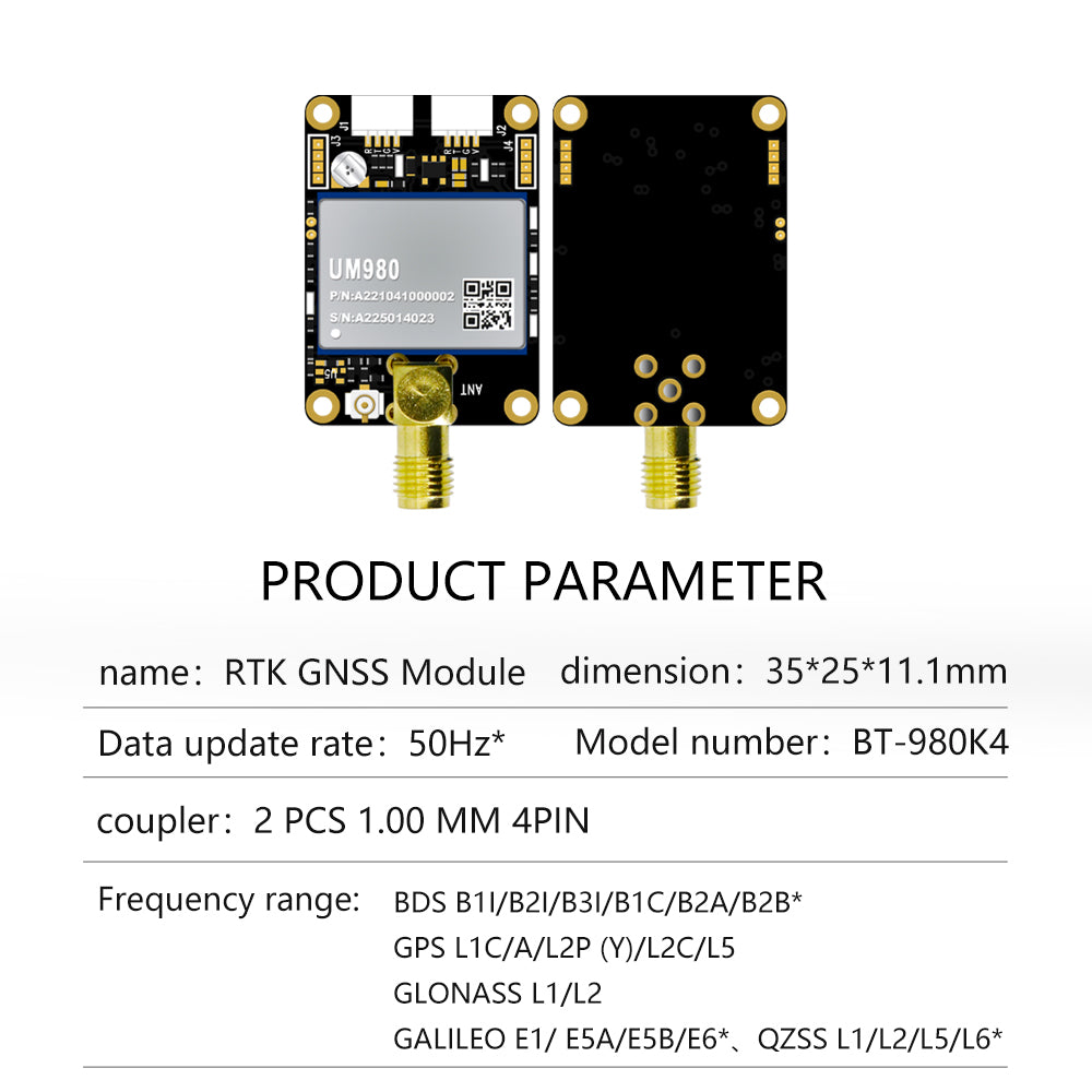 Beitian UM982 980 ZED-F9P module RTK high-precision centimeter-level GNSS positioning board for vehicles