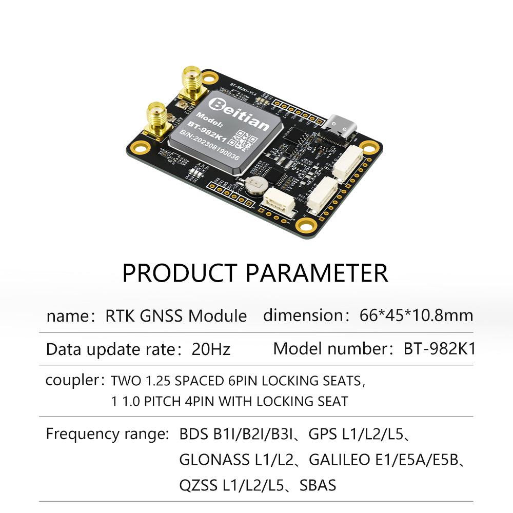 Beitian UM982 980 ZED-F9P module RTK high-precision centimeter-level GNSS positioning board for vehicles