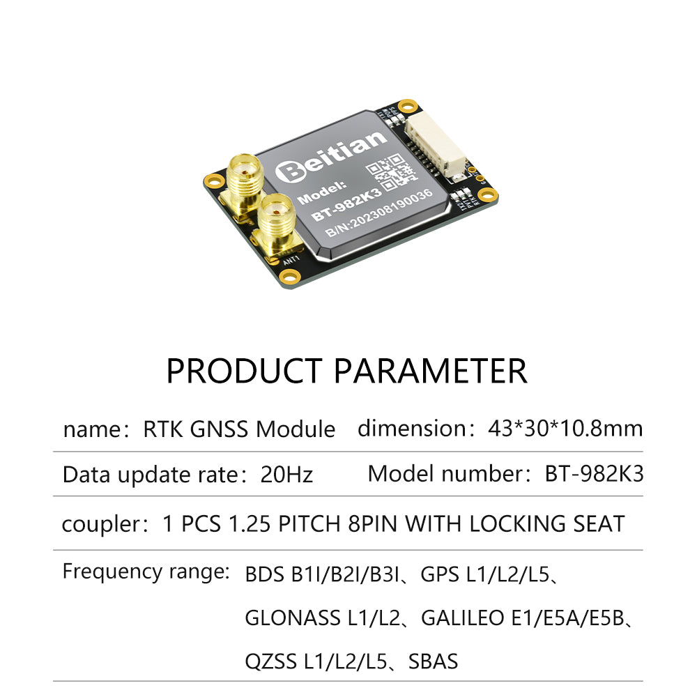 Beitian UM982 980 ZED-F9P module RTK high-precision centimeter-level GNSS positioning board for drones and vehicles