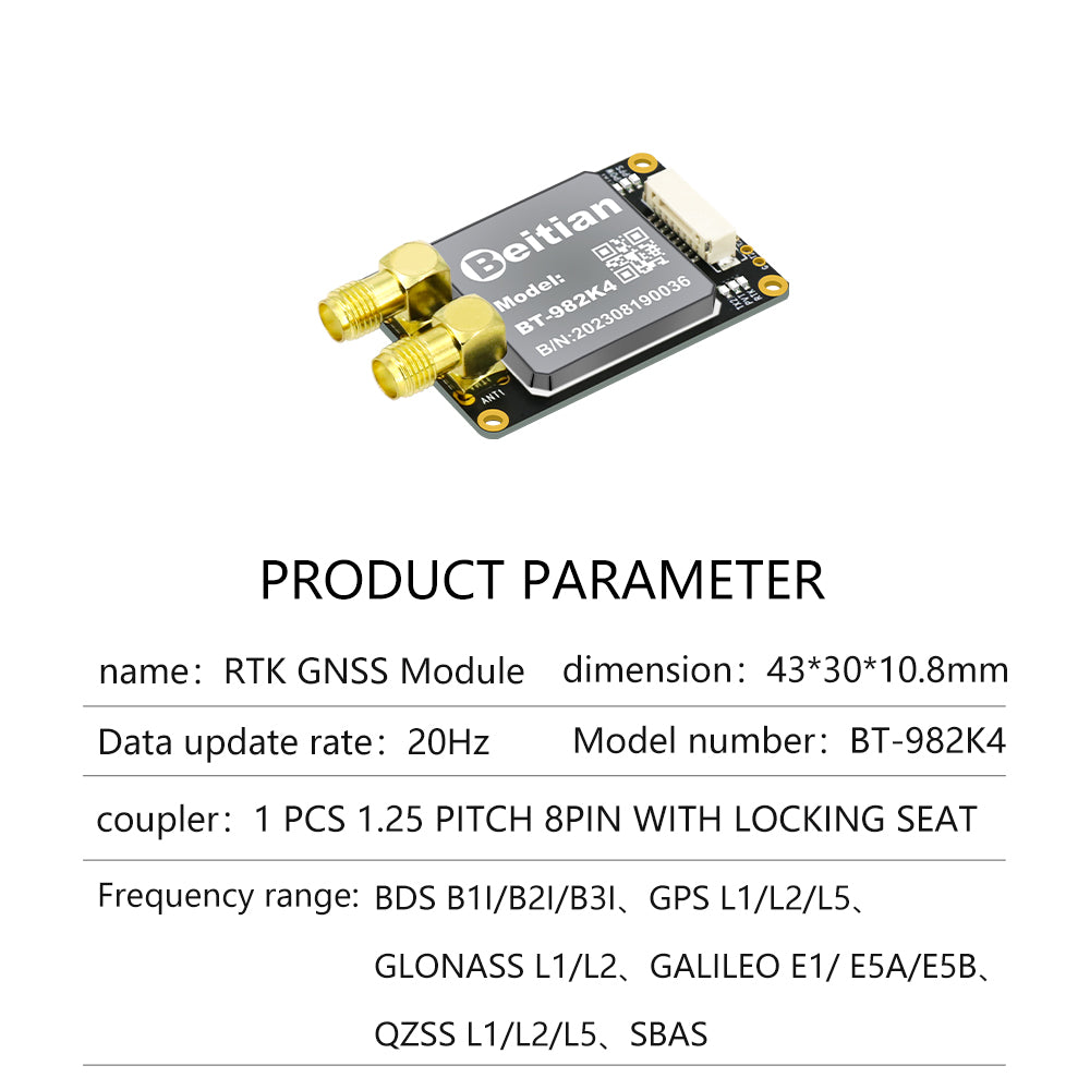 Beitian UM982 980 ZED-F9P module RTK high-precision centimeter-level GNSS positioning board for drones and vehicles