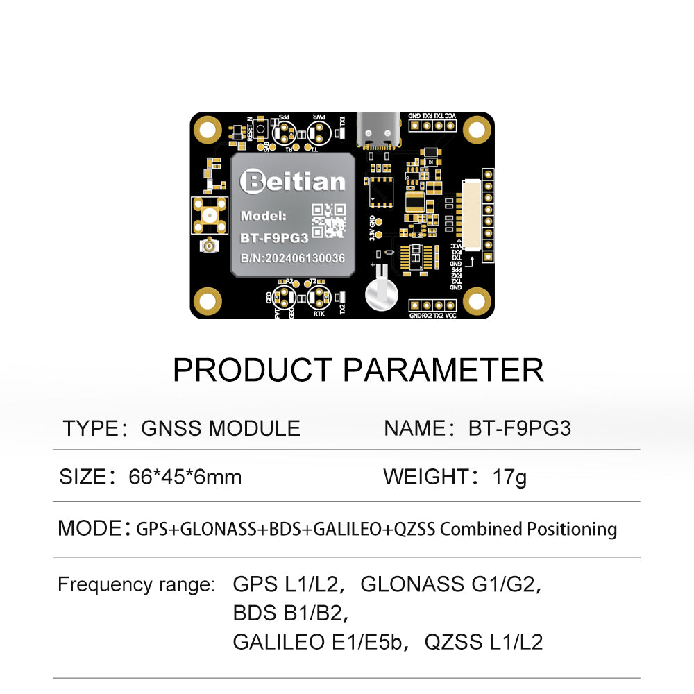 Beitian UM982 980 ZED-F9P module RTK high-precision centimeter-level GNSS positioning board for vehicles