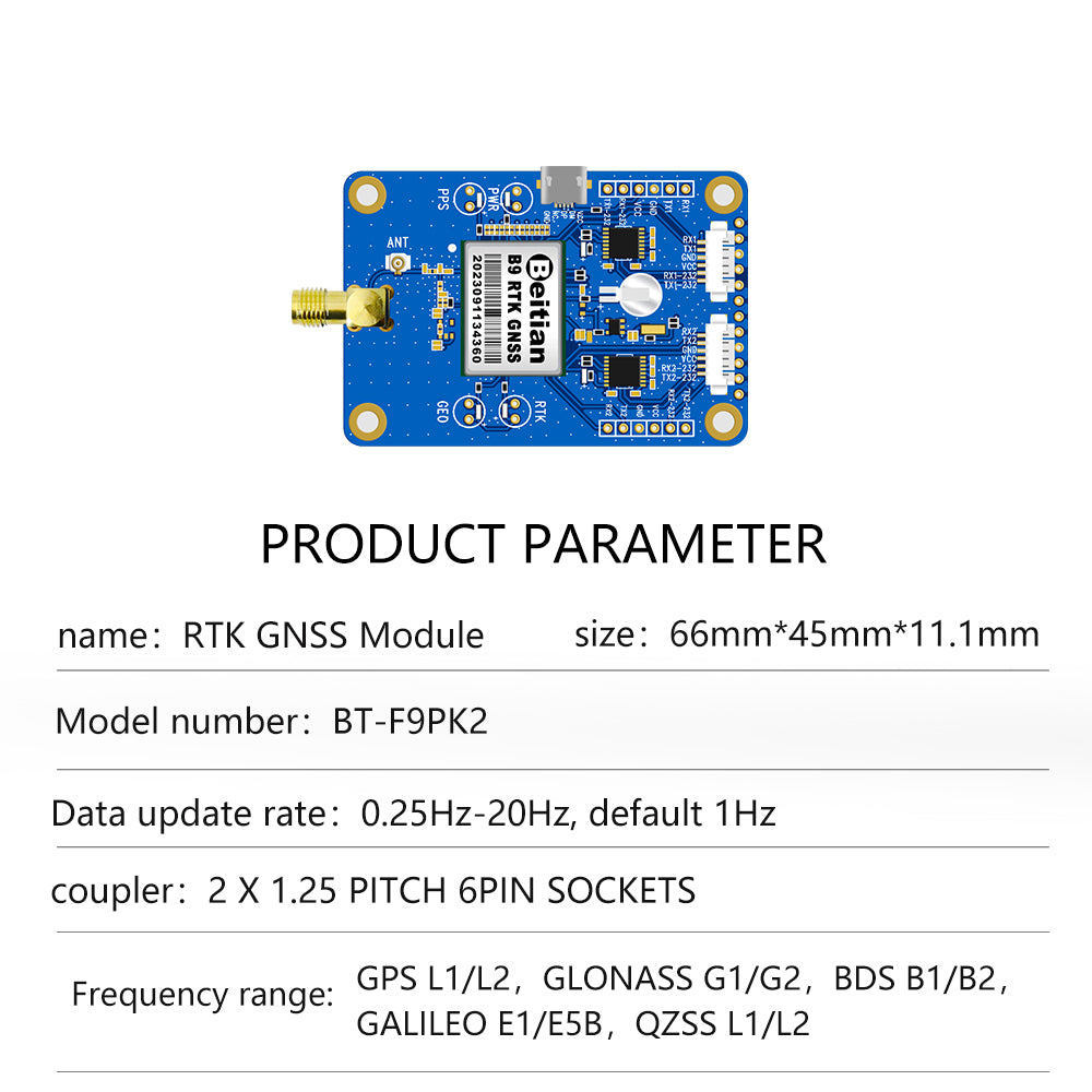 Beitian UM982 980 ZED-F9P module RTK high-precision centimeter-level GNSS positioning board for vehicles