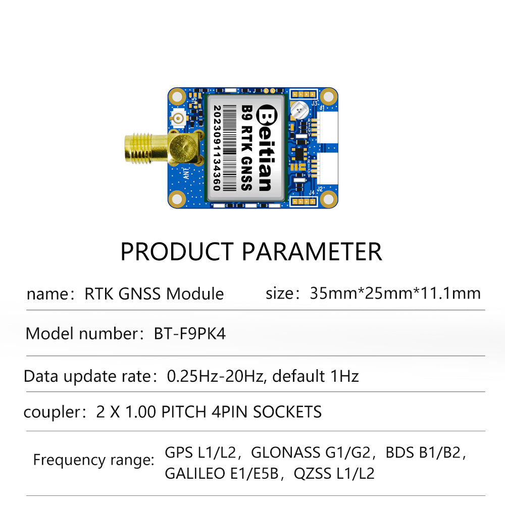 Beitian UM982 980 ZED-F9P module RTK high-precision centimeter-level GNSS positioning board for vehicles