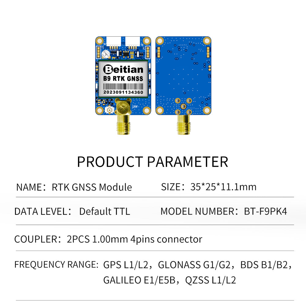 Beitian UM982 980 ZED-F9P module RTK high-precision centimeter-level GNSS positioning board for vehicles