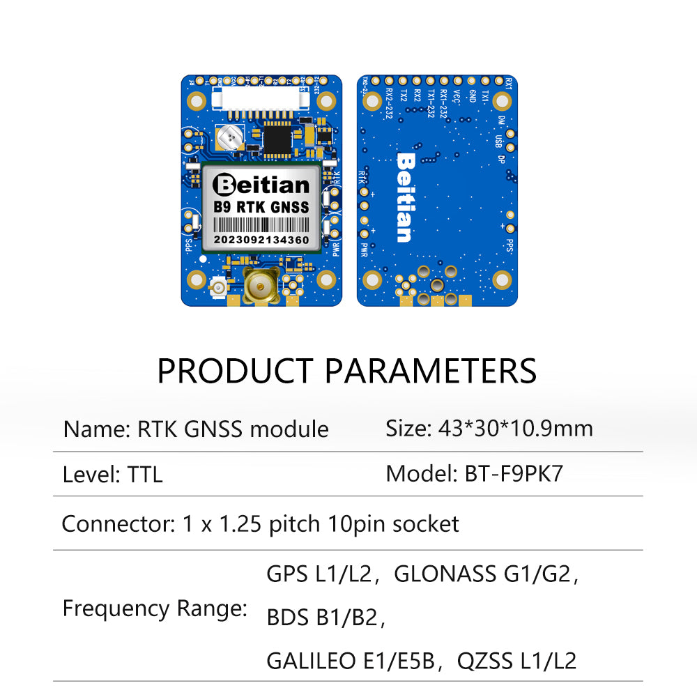 Beitian UM982 980 ZED-F9P module RTK high-precision centimeter-level GNSS positioning board for drones and vehicles