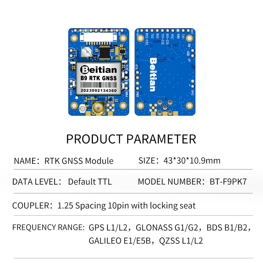 Beitian UM982 980 ZED-F9P module RTK high-precision centimeter-level GNSS positioning board for vehicles